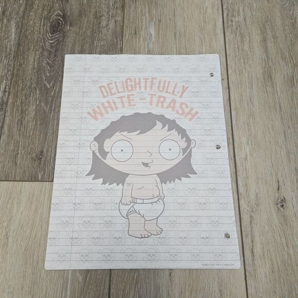 Family Guy Stewie Delightfully White Trash School 3-Ring Binder Paper - Picture 5 of 7